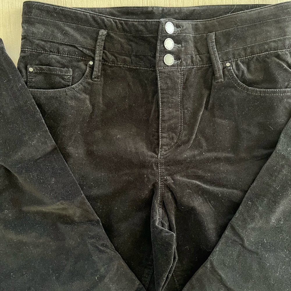 Ann Taylor Petite Curvy Fit Hi-Rise Skinny size 14 soft black velour like fabric